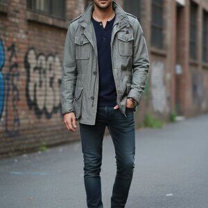 RARE! Authentic Diesel Herringbone Field Jacket - Military Style - Size M